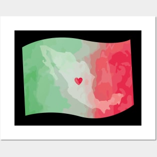 Mexico map watercolor work of art i love mexico print mexican flag proudly mexican Posters and Art